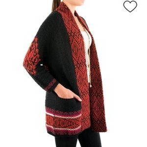 Lucky Brand Red & Black Cardigan